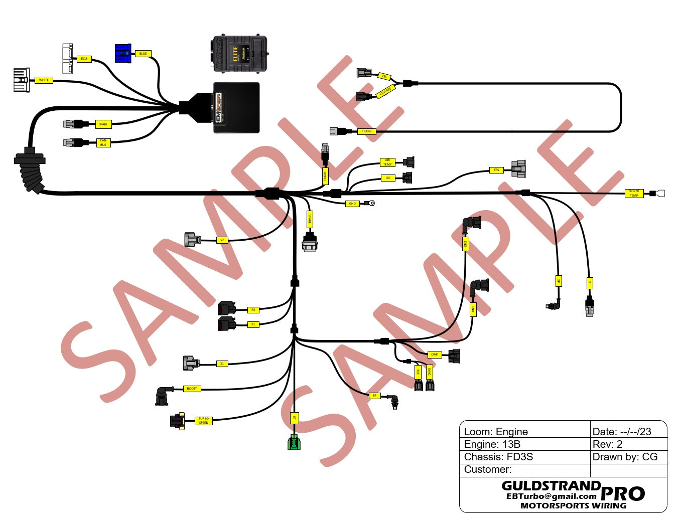 GuldstrandPRO Club Level FD3s RX7 13B Aftermarket ECU Engine Harness